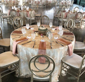image of round table set with lovely decorative items