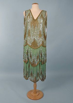 1920s beaded flapper evening dress fashion
